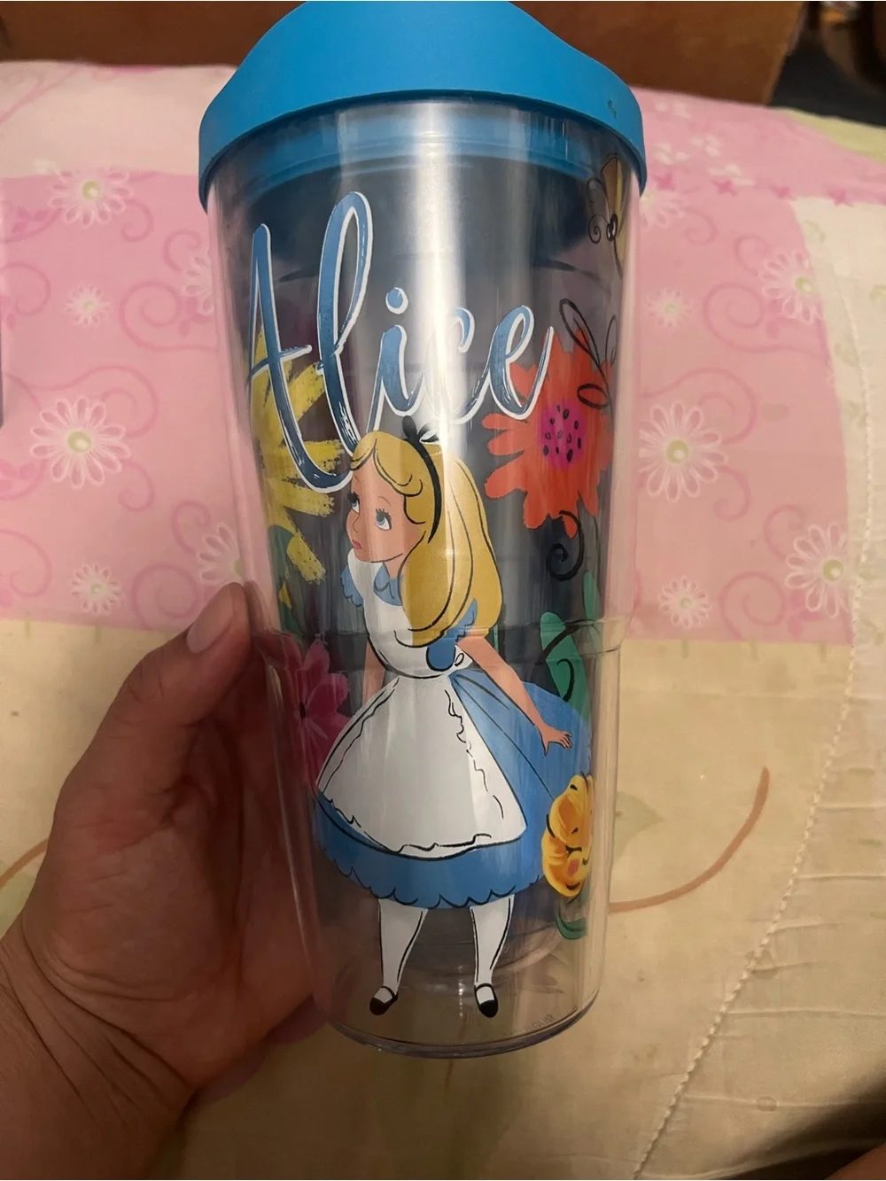 tervis Alice in Wonderland Blue Floral Travel Tumbler